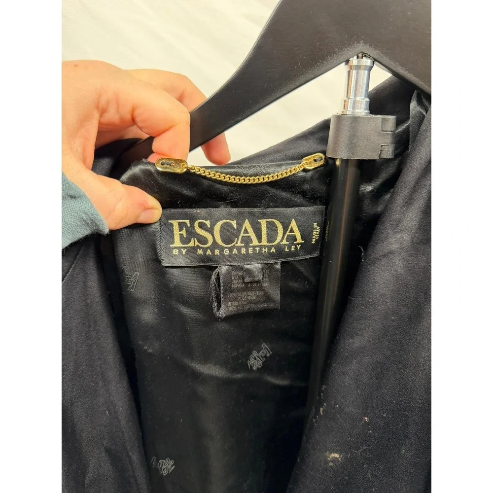 Vintage 80's Escada Women's‎ 100% Silk Retro Colorful Quilted Satin Puffer Coat - Picture 10 of 13